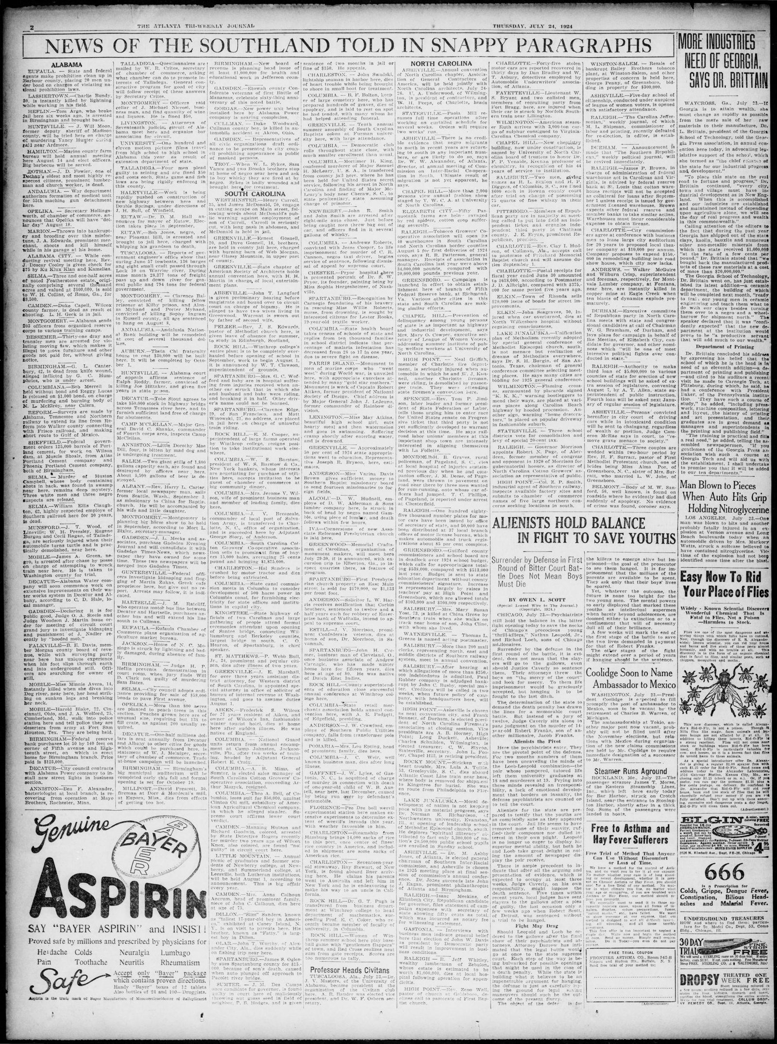 Front page, The Alaska Daily Empire, July 26, 1924