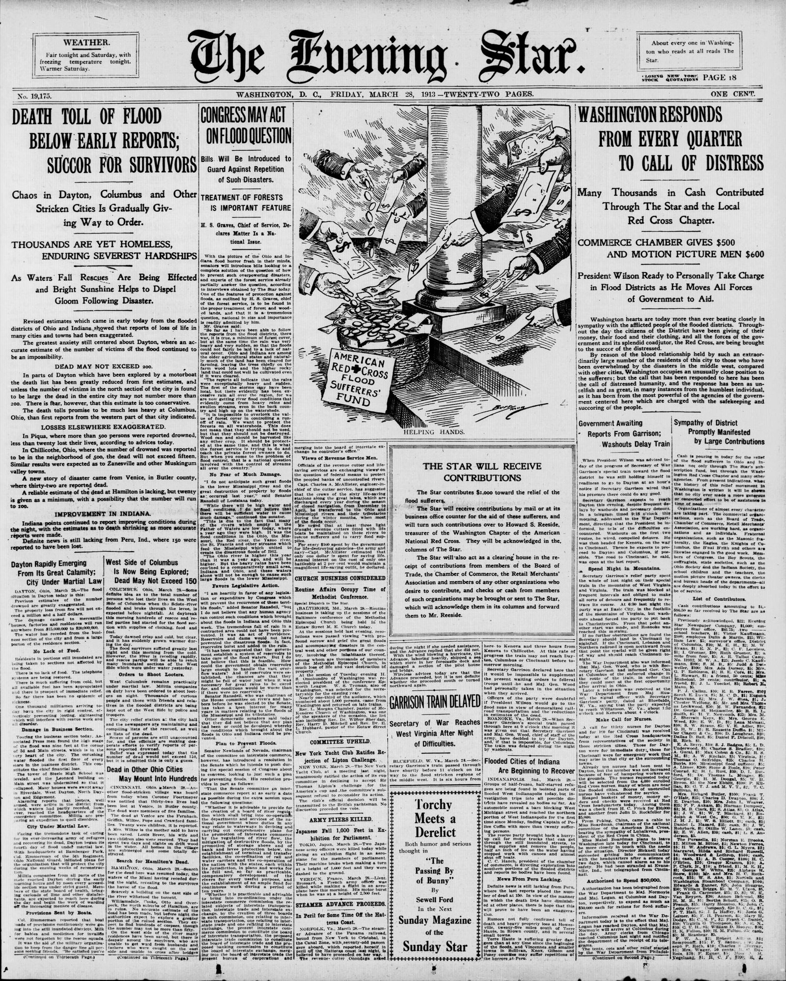 Front page, Evening Star, March 28, 1913