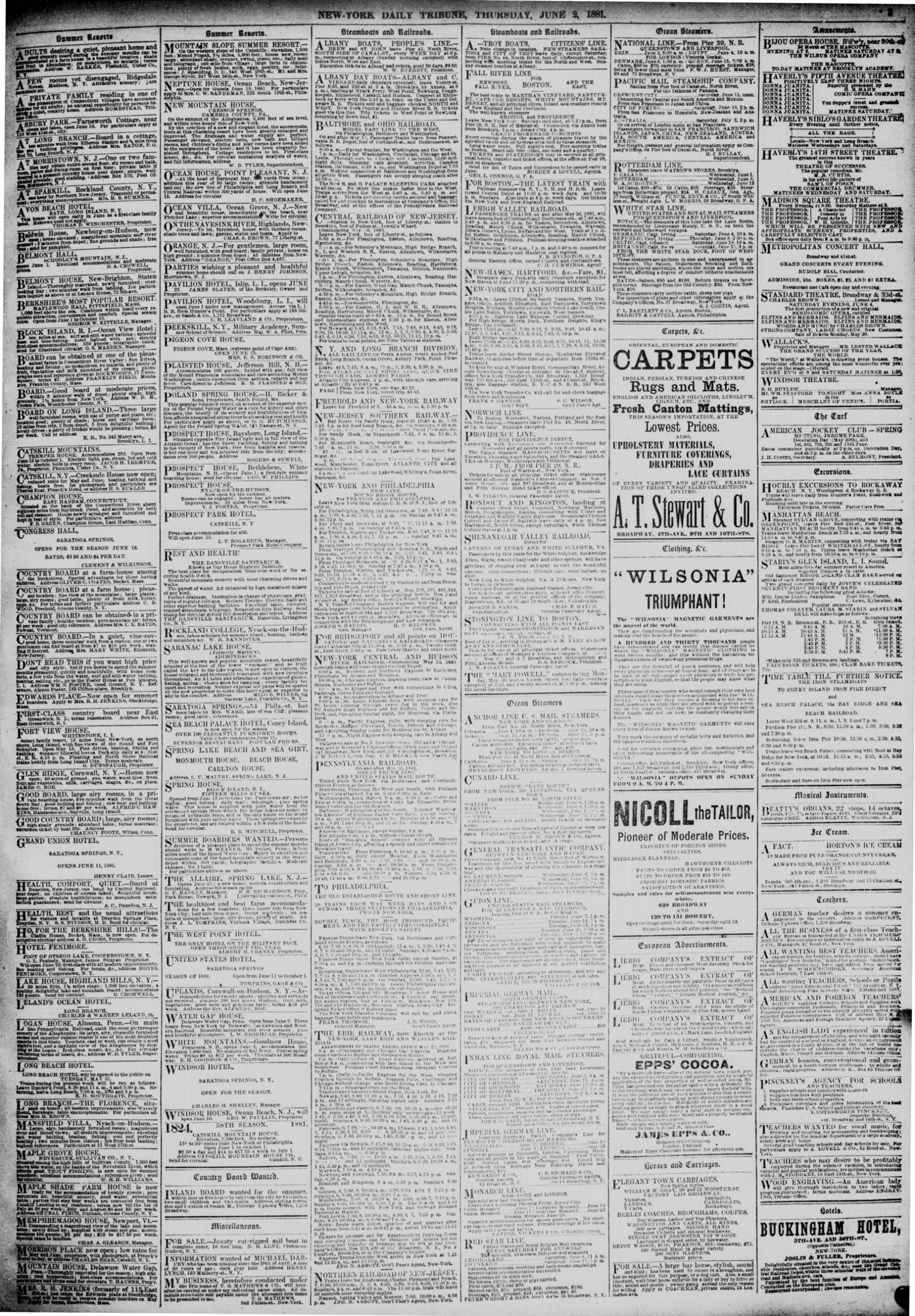 Front page, New-York Tribune, June 2, 1881
