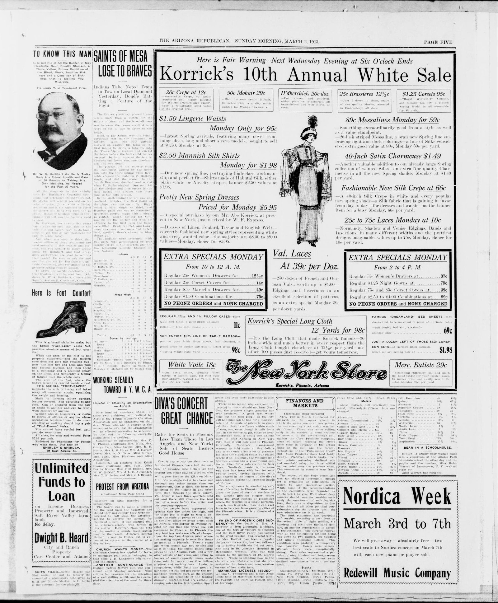 Front page, Arizona Republican, March 2, 1913