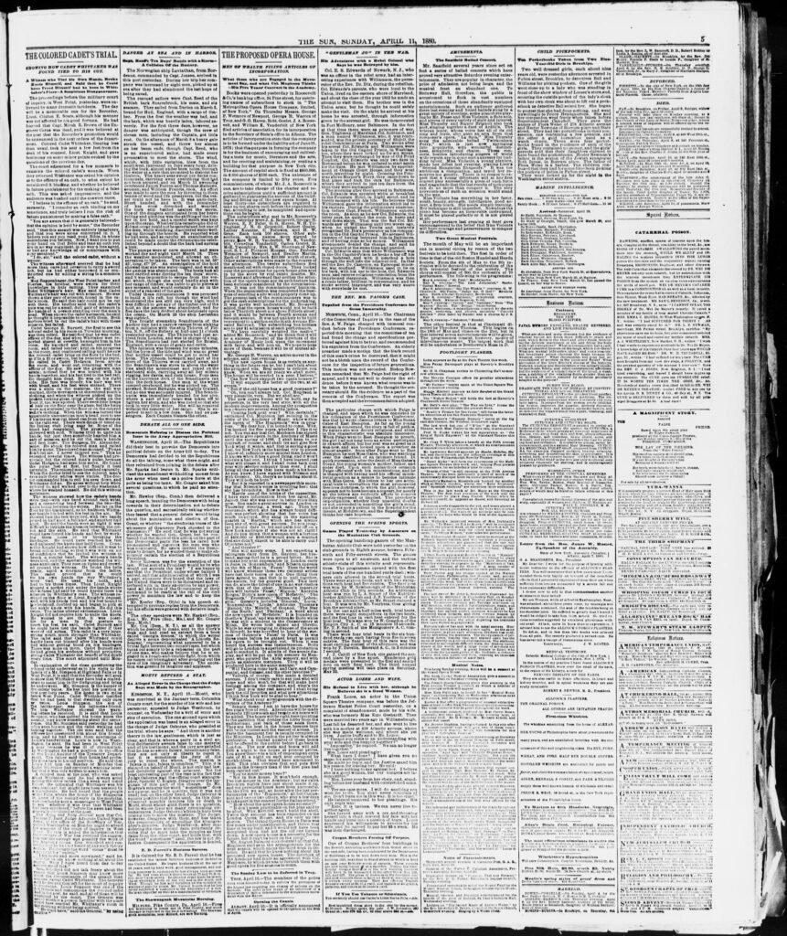 Full page: West Point Court of Inquiry Examines Cadet Whittaker's Wounds in Historic Military Trial, 1880